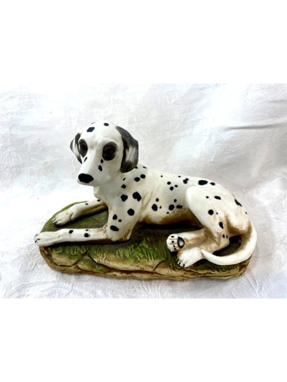 Dalmatian Figurine By Homco Lying Pose Hand-Painted Porcelain Collectible Decor